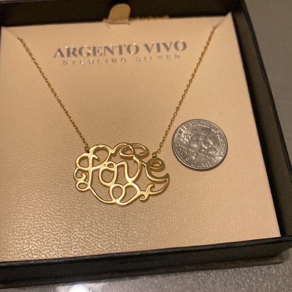 NEW Argento Vivo Sterling Silver w/ 18k Gold Plate ‘Love’ Monogram Necklace - Picture 5 of 7
